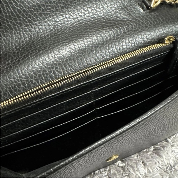 Gucci Black Leather Crossbody Bag with Gold Chain - Picture 6 of 12